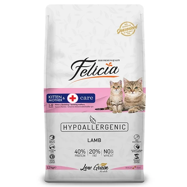 Felicia Hipoalerjenik Kuzu Etli Anne ve Yavru Kedi Maması   12KG