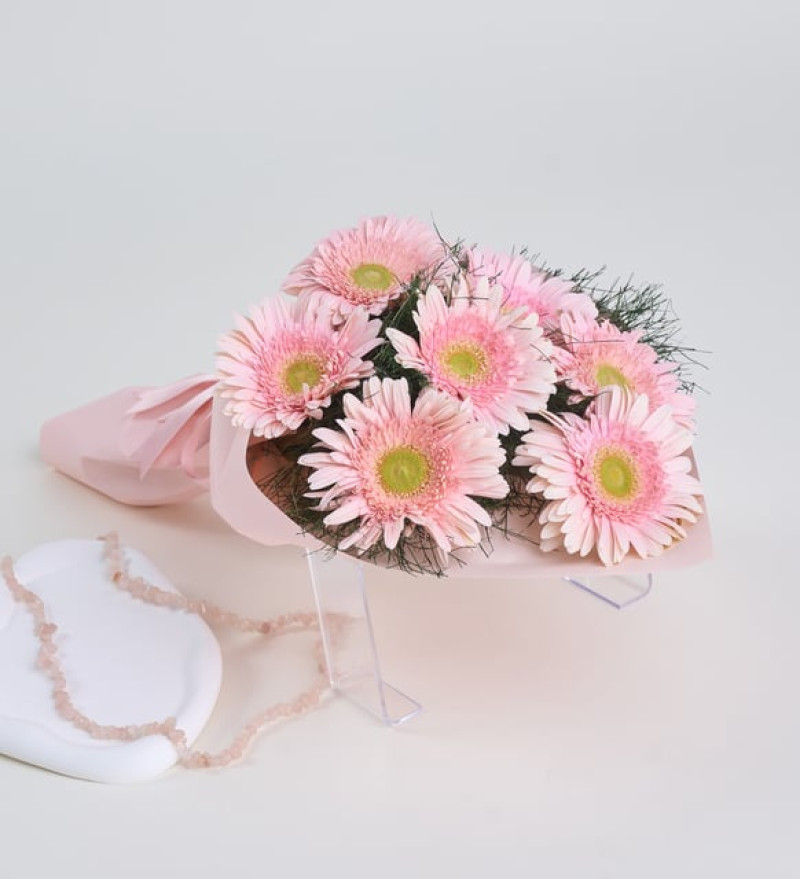 Pudra Bukette Pembe Gerberalar